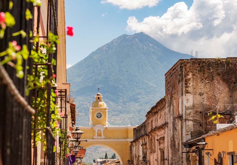 antigua-gallery1 Historic street with volcano view in Antigua and Barbuda
